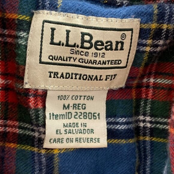 L.L. Bean Traditional Fit Long Sleeve Button Down Flannel Shirt Men's Size M - Picture 3 of 5